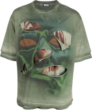 semi-sheer graphic-print T-shirt