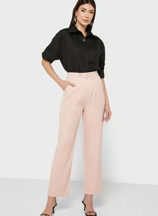 Button Waist Detail Pants