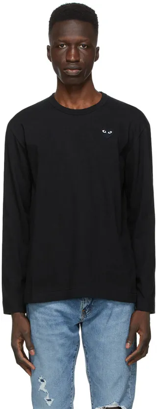 Comme des Garçons Play Black Monochrome Heart Patch Long Sleeve T-Shirt