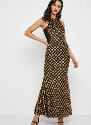 Sequin Fishtail Maxi Dress