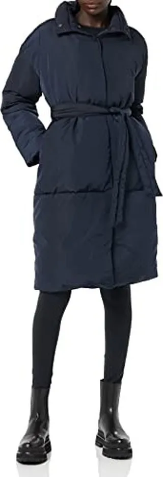 Daily Ritual Women's Padded Belted Puffer Jacket
