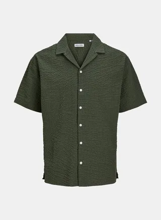 Relaxed Fit Seersucker Shirt with Buttons