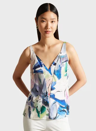Printed V-Neck Cami Top