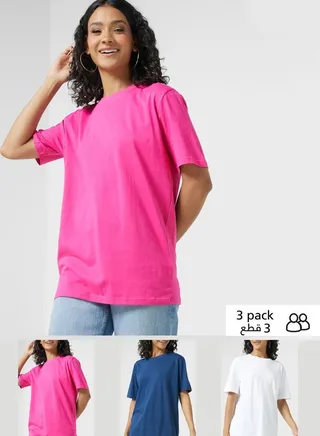 3 Pack Oversized Round Neck T-Shirt