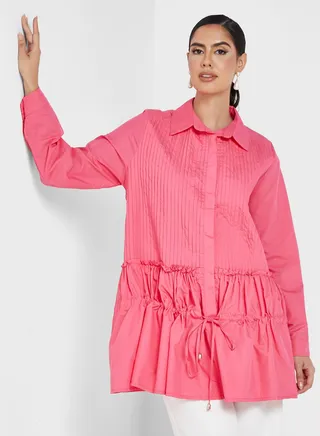 Ruched Tiered Hem Crop Top