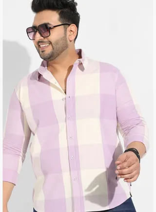 Checkered Spread Collar Long Sleeve Shirt
