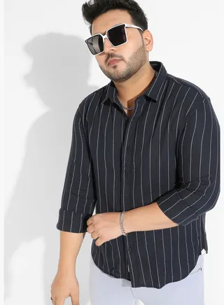 Striped Spread Collar Long Sleeve Shirt