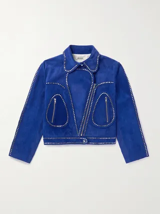 Studded Suede Biker Jacket