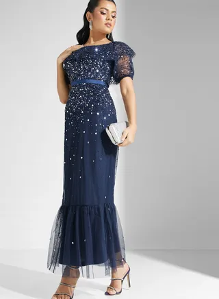 Bardot Sequin Tiered Dress