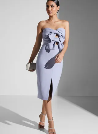 Strapless Bow Midi Dress