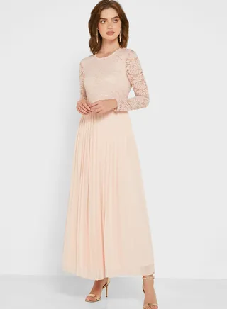 Pleat Detail Maxi Dress