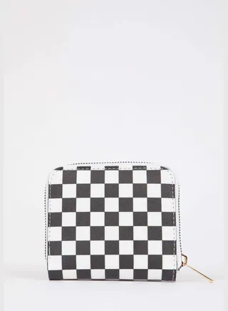 Check Printed Faux Leather Wallet