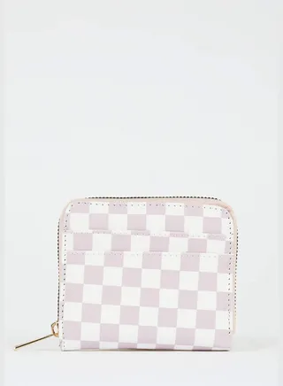 Check Printed Faux Leather Wallet