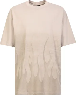 Beige Lasered Flames T-shirt