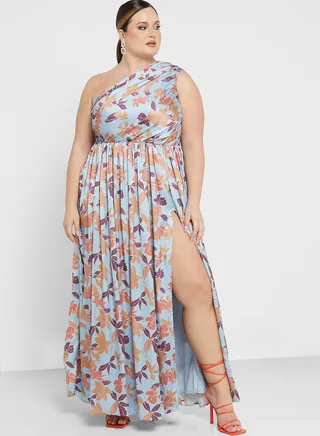One Shoulder Printed Dress