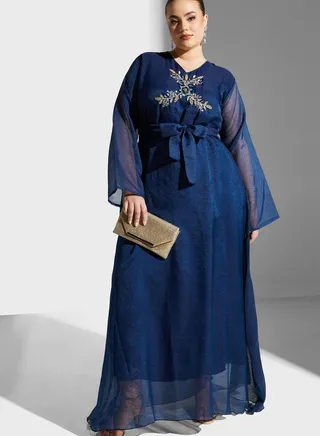 Embellished Belted Jalabiya