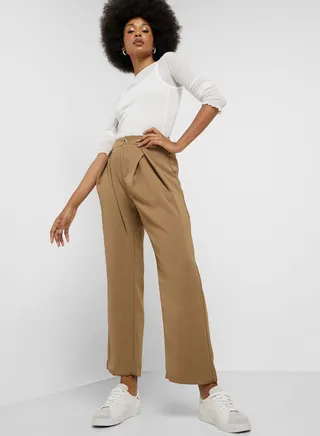 High Waist Pleat Detail Pants