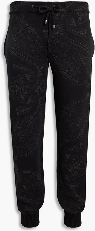 Printed cotton-blend jersey sweatpants