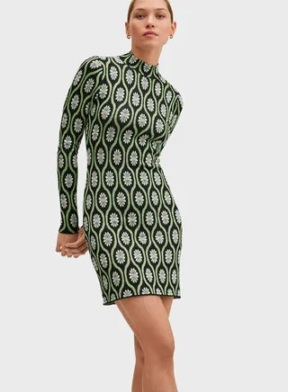 High Waist Printed Dress