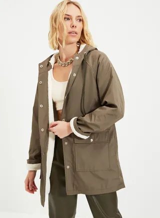 Pocket Detail Hooded Coat