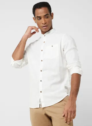 Thomas Scott Classic Slim Fit Mandarin Collar Cotton Casual Shirt