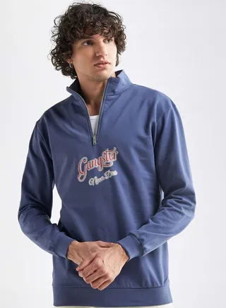 Graphic Zip Through Sweatshirt