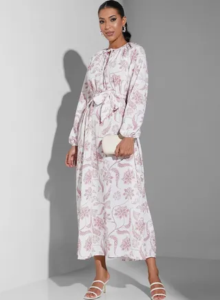 Floral Print Tie Detail Dress