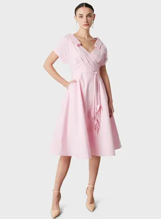Surplice Neck Tie Detail Dress