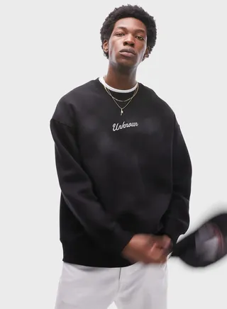 Text Print Crew Neck Sweatshirt