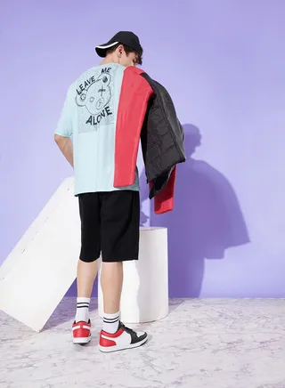 Oversized Teddy Print T-Shirt with Short Sleeves