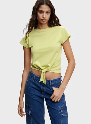 Front Knot Crop T-Shirt