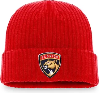 Men's Fanatics Branded Red Florida Panthers Core Primary Logo Cuffed Knit Hat