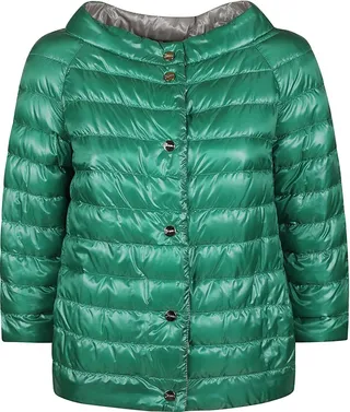 Wide Neck Quarter-length Sleeve Padded Jacket