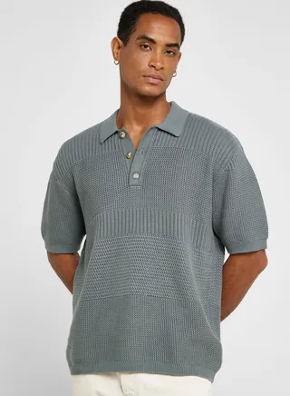 Striped Crochet Polo