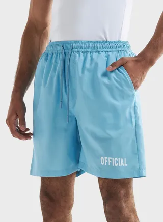 Slogan Drawstring Shorts