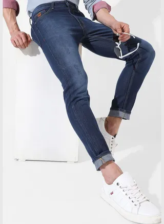 Men's Dark-Washed Denim Jeans