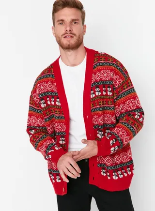 Christmas Theme Button Cardigan