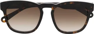 Tortoiseshell-Effect Square-Frame Sunglasses
