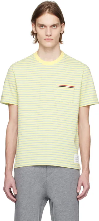 Thom Browne Green & Yellow Stripe T-Shirt