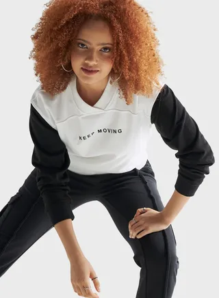 Printed V-Neck Sweatshirt