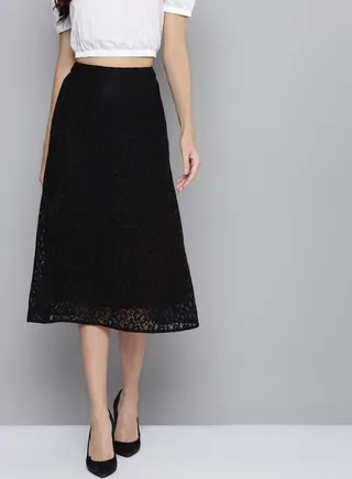 Lace Detail A-Line Skirt