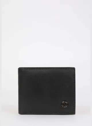 Faux Leather Minimal Logo Print Wallet