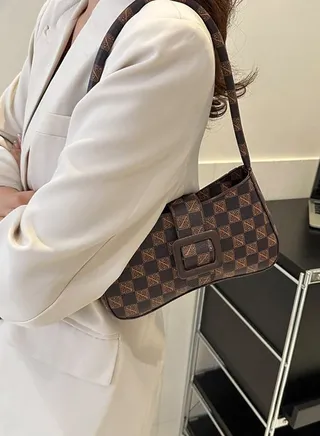 Check Design Shoulder Bag