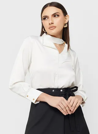 Neck Tie Detail Top