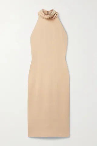 Alice + Olivia - Nida Open-back Stretch-mesh Halterneck Dress - Brown