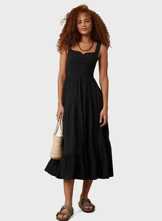 Sweetheart Neck Asymmetrical Tiered Dress