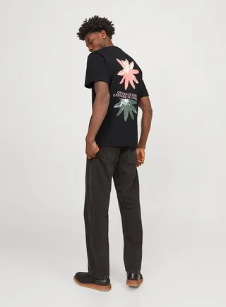 Front and Back Print Crew Neck T-Shirt