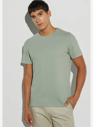 Popcorn Textured Crew Neck T-Shirt