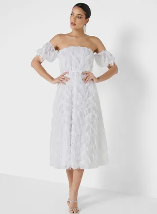Bardot Mesh Detail Dress
