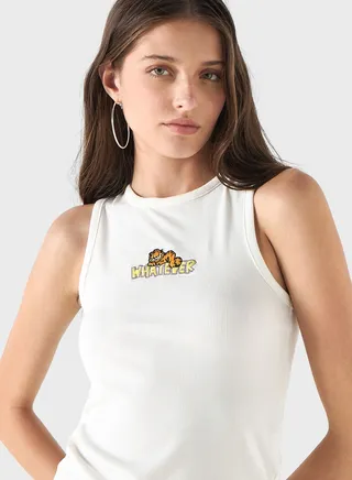Garfield Embroidered Tank Top